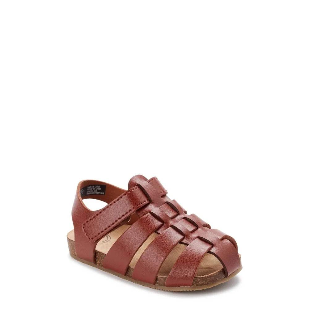Wonder Nation Big Boys Fisherman Sandals Brown Comfort Footbed‎ Summer Sz 2